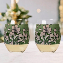 Pink Blossom Cascade ステムなしワイングラス