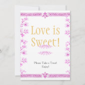 Pink blossom florals "Love is Sweet"  Sign 招待状 (裏面)
