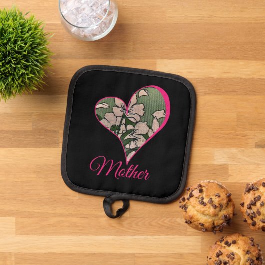 Pink Blossom Green 鍋敷き (トップダウン)