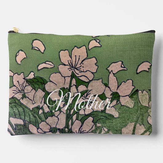 Pink Blossom Green  Print Cut Sew Bag アクセサリーポーチ (正面)