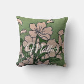 Pink Blossom Green Throw Pillow クッション (正面)
