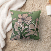 Pink Blossom Green Throw Pillow クッション (ブランケット)