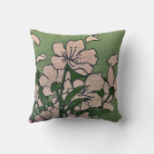 Pink Blossom Green Throw Pillow クッション (裏面)