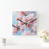 Pink Blossom Magic スクエア壁時計 (ホーム)