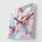 Pink Blossom Magic スクエア壁時計 (傾斜)