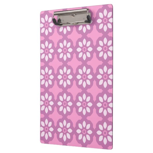 Pink Blossom Retro Tile Pattern クリップボード (左)