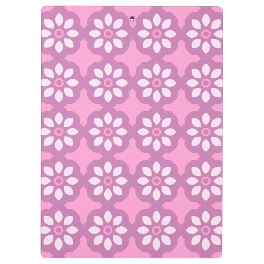 Pink Blossom Retro Tile Pattern クリップボード (裏面)
