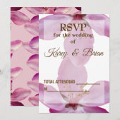 Pink Blossom RSVPフォトエレガントカード 招待状 (正面/裏面)