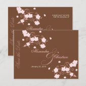 Pink Blossom Save the Date 結婚's Announcement 案内ポストカード (正面/裏面)