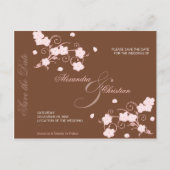 Pink Blossom Save the Date 結婚's Announcement 案内ポストカード (裏面)