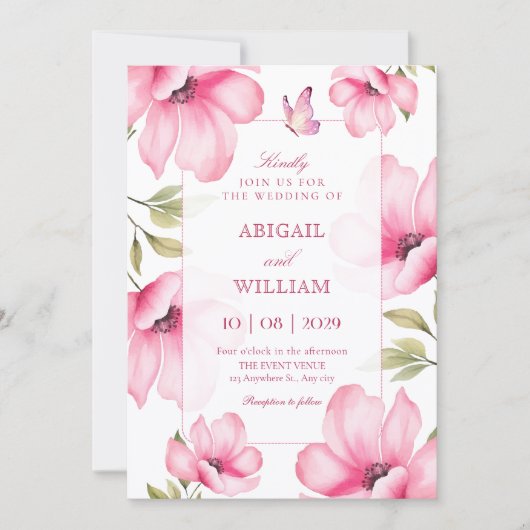 Pink blossom wedding  招待状 (正面)