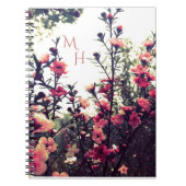 Pink Blossom Wild Flowers Meadow Monogram ノートブック (正面)