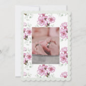 Pink Blossoms Baby Girl Announcement 案内状 (裏面)