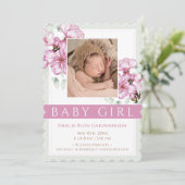 Pink Blossoms Baby Girl Announcement 案内状 (スタンド正面)