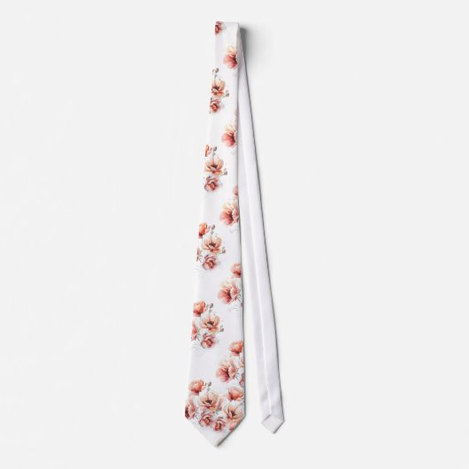 Pink blossoms white neck tie ネクタイ (正面)