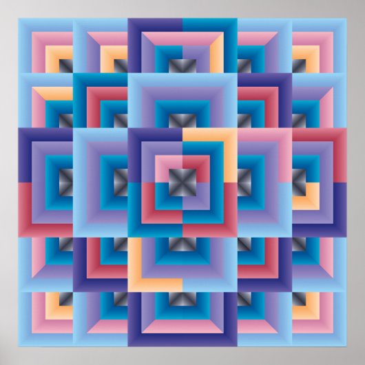 Pink Blue Abstract ポスター (正面)