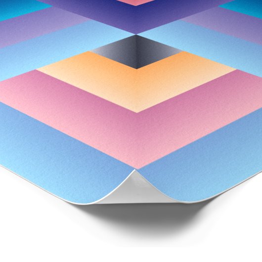 Pink Blue Abstract ポスター (角)