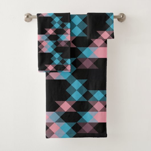 pink blue and black geometric バスタオルセット (インサイチュ)