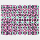Pink, blue and black geometric pattern フリースブランケット (正面(横))