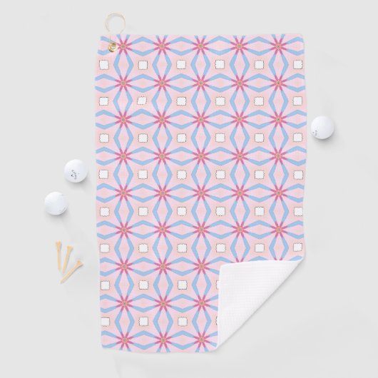 Pink, blue and white geometric patterned  ゴルフタオル (インサイチュ)