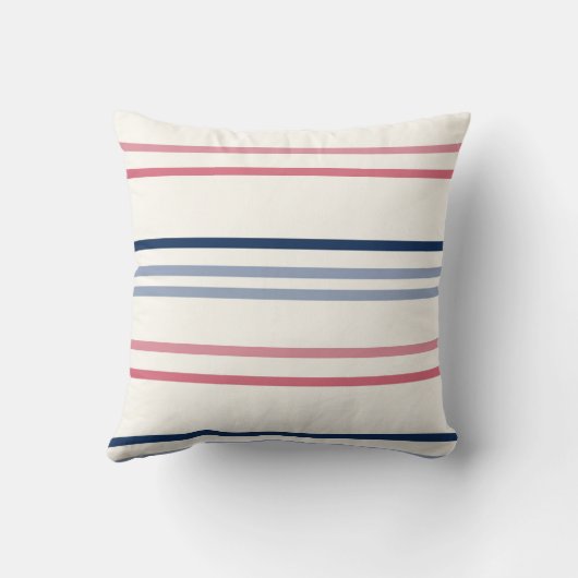Pink blue and white stripes クッション (裏面)
