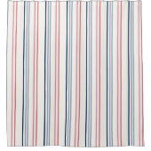 Pink blue and white stripes シャワーカーテン (正面)