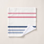 Pink blue and white stripes バスタオルセット (ウォッシュタオル)