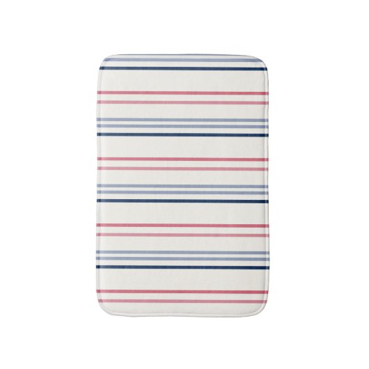 Pink blue and white stripes バスマット (正面縦)
