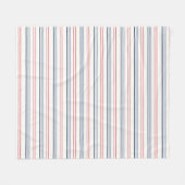 Pink blue and white stripes フリースブランケット (正面(横))
