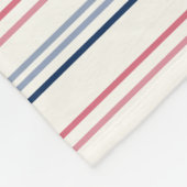 Pink blue and white stripes フリースブランケット (角)