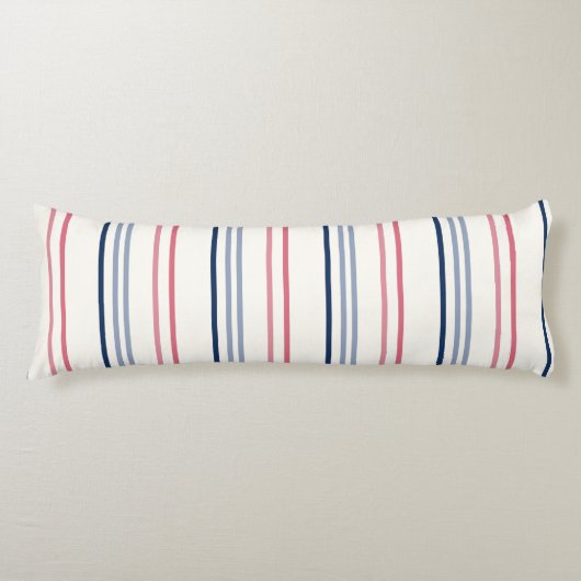 Pink blue and white stripes ボディピロー (正面)
