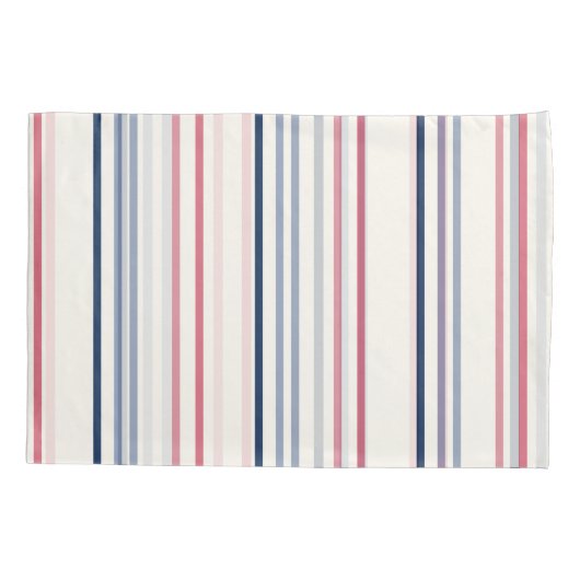 Pink blue and white stripes 枕カバー (裏面)
