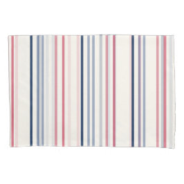 Pink blue and white stripes 枕カバー
