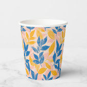 Pink, Blue, and Yellow Lithograph Floral Wedding 紙コップ (正面)