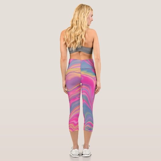 Pink, blue and yellow waves       カプリレギンス (裏面)