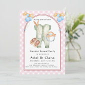 Pink & Blue Baby Shoes Theme 招待状 (スタンド正面)