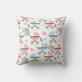 Pink & Blue Baby Strollers Elephant Throw Pillow  クッション (正面)