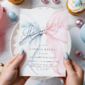 Pink & Blue Bows Gender Reveal Invitation 招待状
