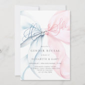 Pink & Blue Bows Gender Reveal Invitation 招待状 (正面)