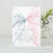 Pink & Blue Bows Gender Reveal Invitation 招待状 (スタンド正面)