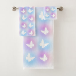 "Pink & Blue" Butterfly Bath Towell Set バスタオルセット