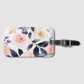Pink Blue Chic Flowers ラゲッジタグ (正面横)
