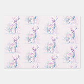 Pink & Blue Christmas Deer Wrapping Paper  ラッピングペーパーシート (正面)