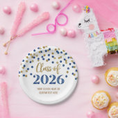 Pink Blue Confetti Graduation 2026 ペーパープレート (パーティー)