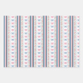 Pink Blue Coquette Bow Baby Bridal Shower Birthday ラッピングペーパーシート (正面2)