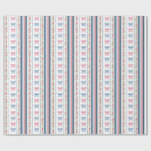 Pink Blue coquette bow Bridal Baby Shower Birthday ラッピングペーパー (フラット)