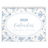 Pink Blue Coquette Christian Bible Quote カレンダー (カバー)