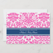 Pink Blue Damask Custom Baby Shower Invitations 招待状 (正面)