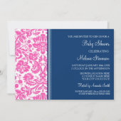 Pink Blue Damask Custom Baby Shower Invitations 招待状 (裏面)