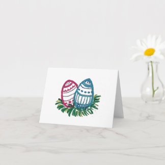 Pink & Blue Easter Eggs card カード